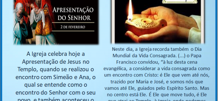 Apresentação de Jesus e dia da Vida Consagrada