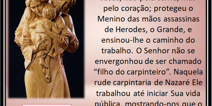 Sao José mostrou-nos que o trabalho é redentor